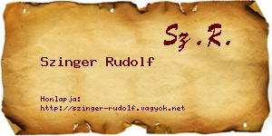 Szinger Rudolf névjegykártya